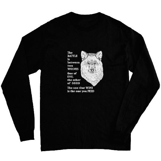 wolfs Gray North American Wolves White Realistic Line Art Long Sleeves