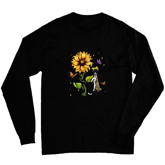 Womens Sunflower Border Collie Mom Dog Lover Long Sleeves