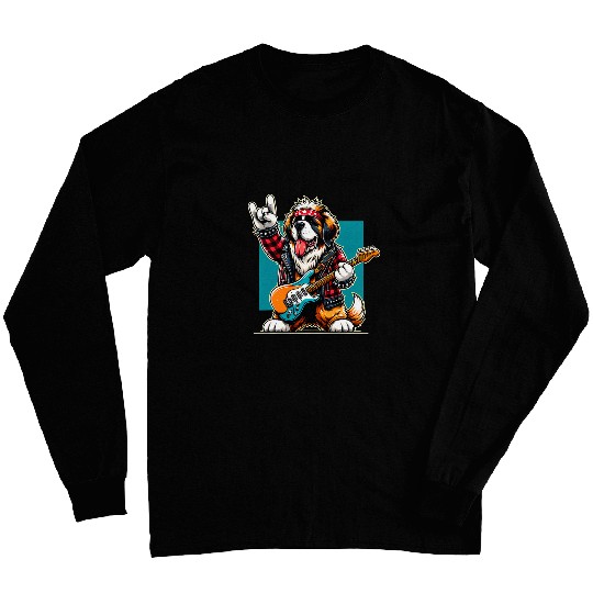 Rock Sign Punk Guitarist Saint Bernard Dog Long Sleeves