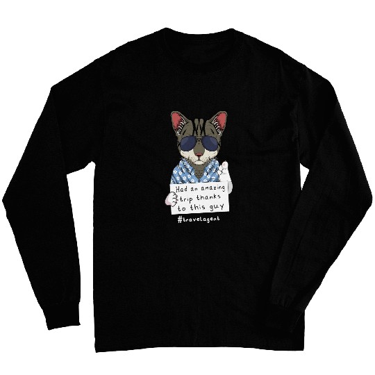 Mens Travel Advisory Cat Art For Tourism Advisors Long Sleeves