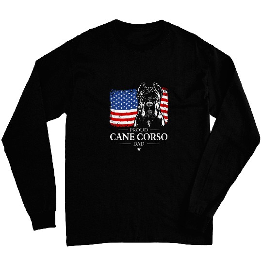Proud Cane Corso Dad American Flag patriotic dog Long Sleeves