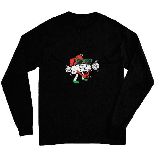 Santa Hat Volleyball Player Christmas Pajama xmass Sport Long Sleeves