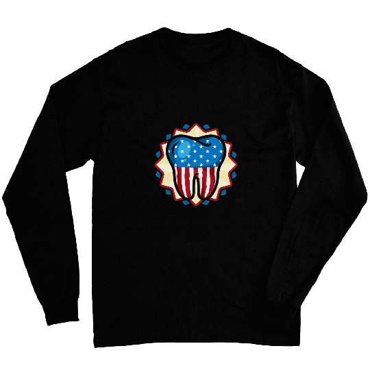 Tooth American Flag dentists USA Lover dentists Office Long Sleeves