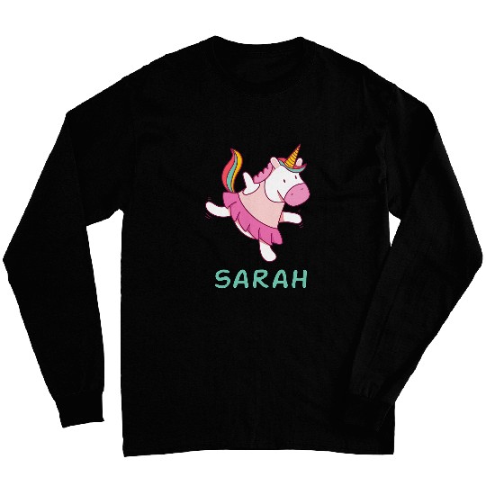 Sarah Name Unicorns Baby Ballet Unicorns Girl Dancing Long Sleeves