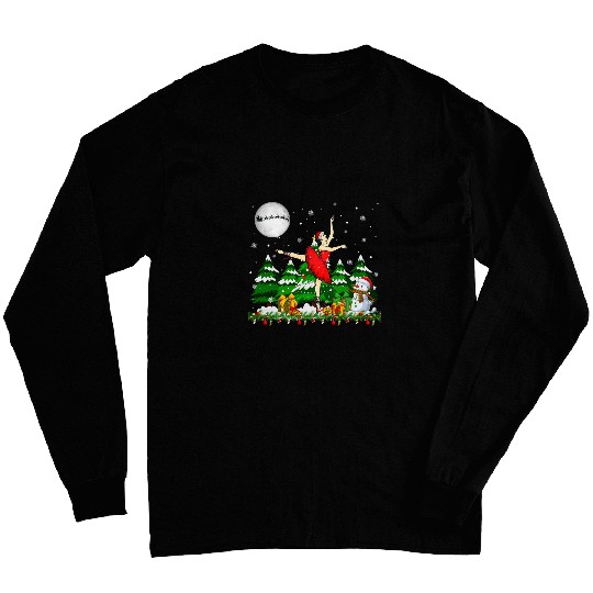 Santa Ballet Dancer Dancing Christmas Tree Snowman Fitness Long Sleeves