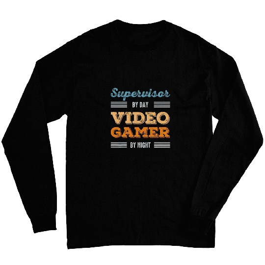 Supervisor Video Gamer 1980s Game Fan Retro Gaming 8bit Long Sleeves