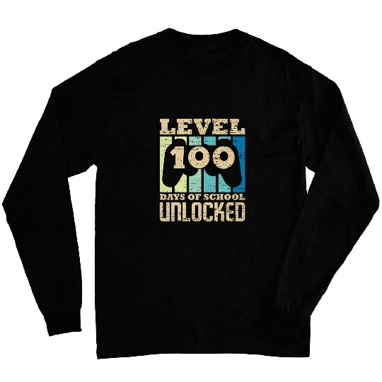 100 DAYS OF SCHOOL VIDEO GAMER 100th Day Teacher Student Kid Long Sleeves