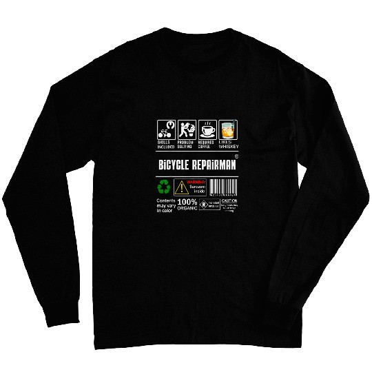 Bicycle Repairman Skills Included Bike Lovers Coffee Whiskey Long Sleeves