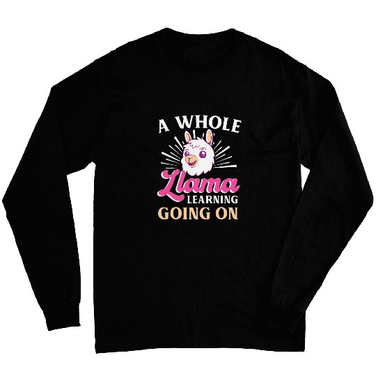 Funny School Learning Llama Pun Teacher Student Joke Long Sleeves