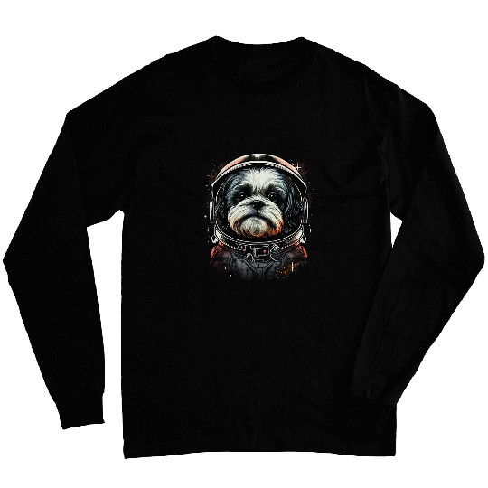 Outer Space Shih Tzu on Galaxy Astronaut Shih Tzu Long Sleeves