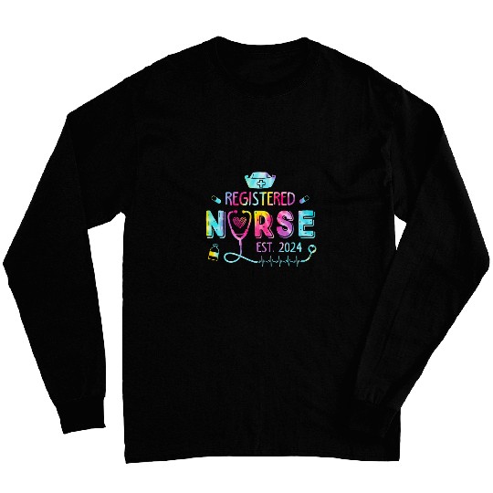 Registered nurses Est 2024 Nursing Student RN Graduate Tiedye Long Sleeves