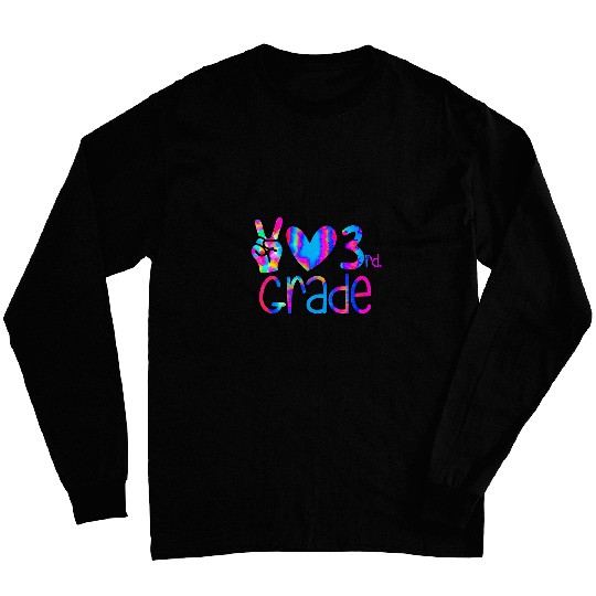 Peace love third 3rd grade teacher student school class Long Sleeves