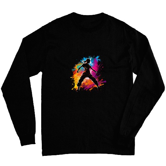 Colorful Taekwondo athlete Girl on Womens Taekwondo Long Sleeves