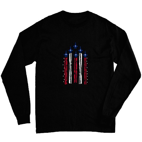Kids American Flag Patriotic Fighter Jet Airplane Plane US Long Sleeves