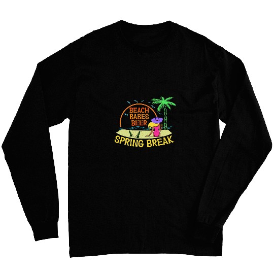 Mens Spring Break College Mens Student Beach Beer Babes Florida Long Sleeves