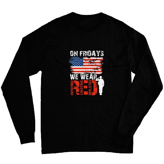 RED Friday Remember Everyone Deployed Military Support Long Sleeves