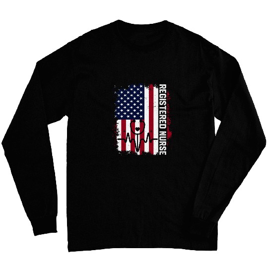 Registered nurses Patriotic American flag RN Nursing student Long Sleeves