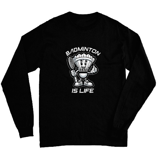 Badminton Forever Cartoon Shuttlecock And Racket Graphic Long Sleeves