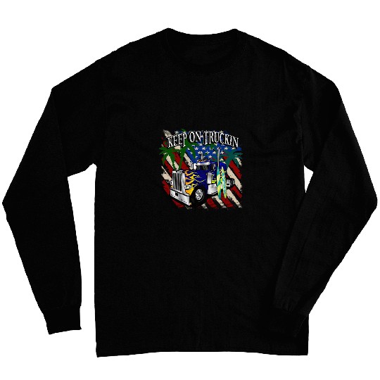 Keep on Truckin USA Flag goes Surfing Design Long Sleeves