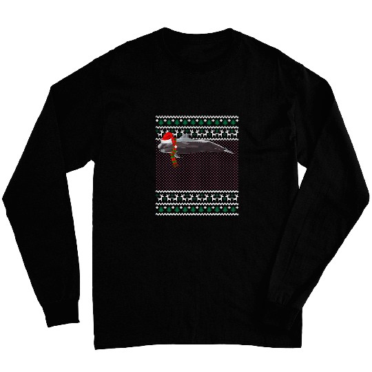 Funny xmass Santa Hat Long Finned Pilot Whale Ugly Christmas Long Sleeves