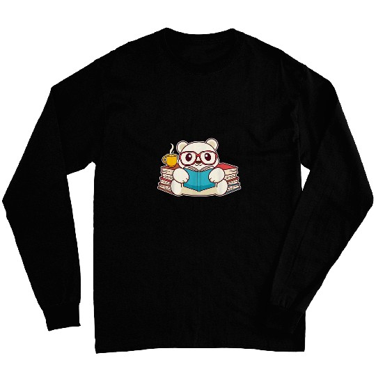 Kawaii Polar Bear Reading Book Long Sleeves