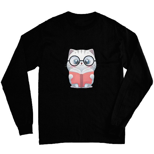 Kawaii Cats Book Lover Cat 1 Long Sleeves