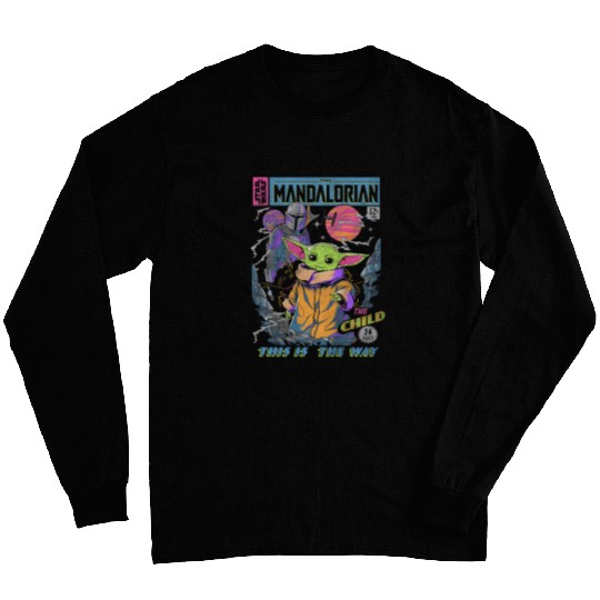 Kids Star warss The Mandalorian The Child Neon Retro Comic Book Long Sleeves