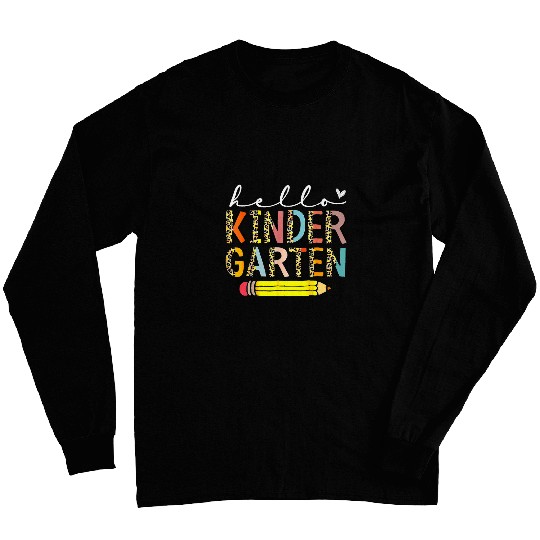 Hello Kindergarten Leopard Back To School Teacher Student Long Sleeves