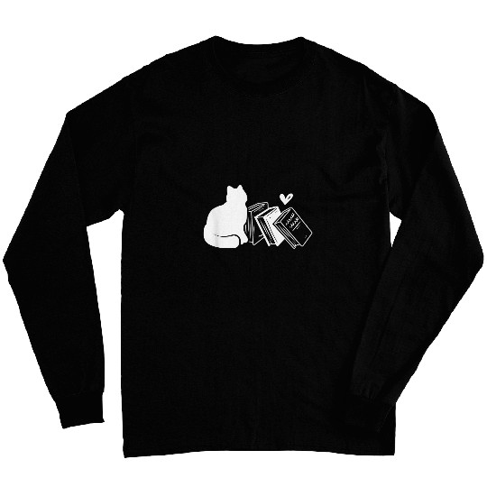 Books Cats Cute Cat Mom and Book Lover Long Sleeves