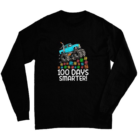 I Crushed 100 Days Of School Monster Truck 100th Days Kids Long Sleeves