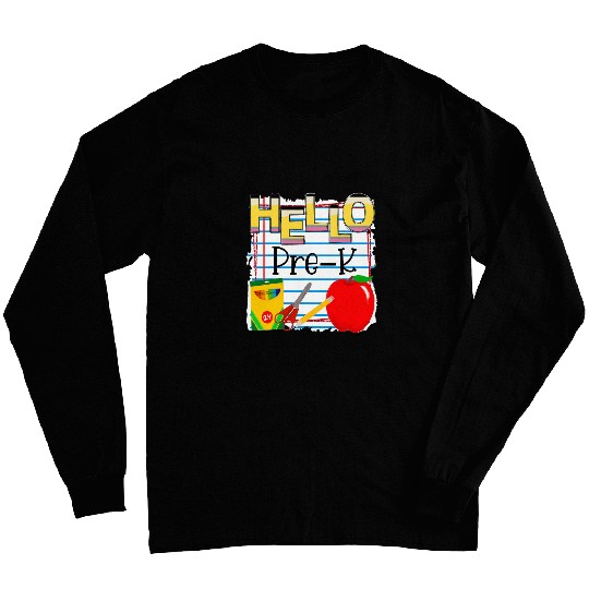 hello prek teacher student back to school apple pencil Long Sleeves