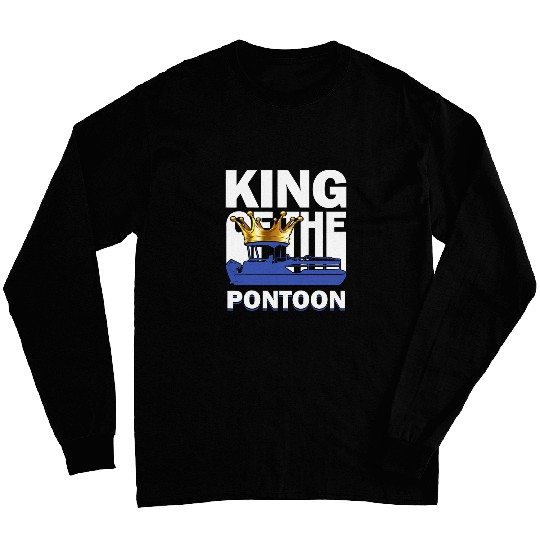 king of pontoon boat captain captoon summer camp Long Sleeves