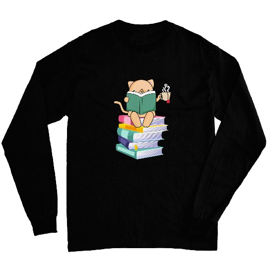 Kitten Tea Cat Owners Kitty Lover Meow Book Reader Long Sleeves