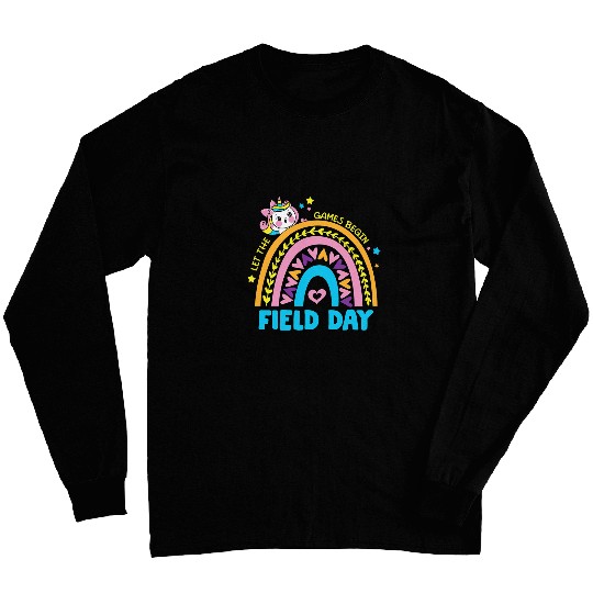 Field Day 2024 Cute Unicorns Teacher Student Kids Boys Girls Long Sleeves