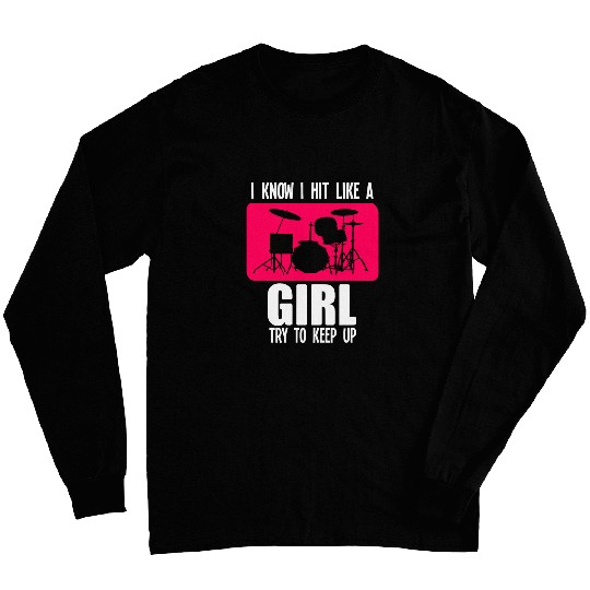 Womens Drummers Drumming Gift Print Girls Drums Drummer Long Sleeves