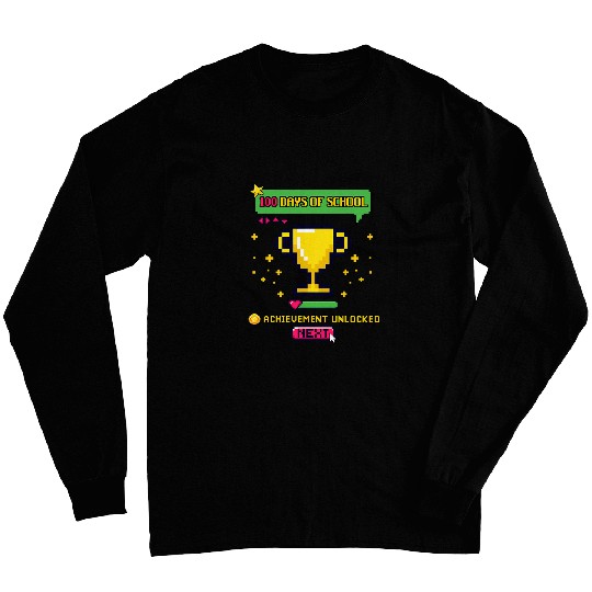 Funny 100 Days Of School Idea Retro Video Game Long Sleeves
