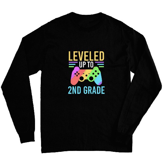 First Day of School Leveled Up to 2nd Grade Gamer Student Long Sleeves