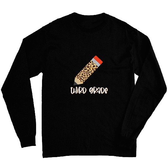 Leopard Plaid Print Third Grade School Teacher Student Long Sleeves