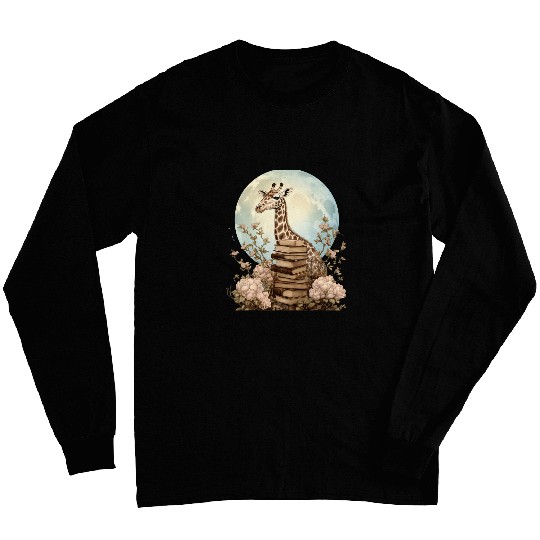 Flowers Cottagecore Giraffe Moon Read Book Lover Bookworm Long Sleeves