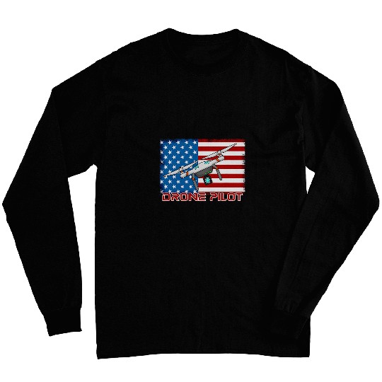 USA Flag Quadcopter Photographer Drone Pilot FAA Certified Long Sleeves