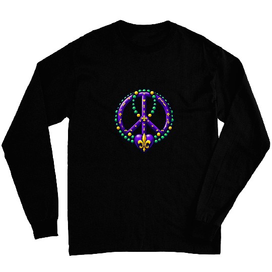Mardi Gras Hearts Cute Outfit Women Peace Love Mardi Gras 2 Long Sleeves