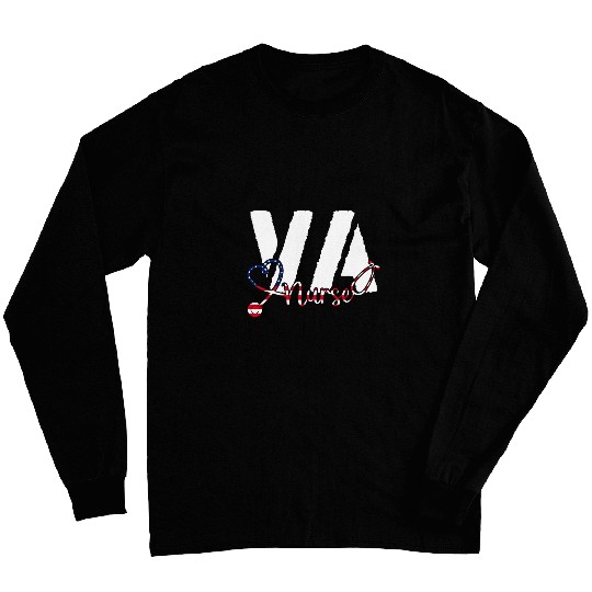 VA nurses RN American Flag Patriotic 4th of July Veterans Day Long Sleeves