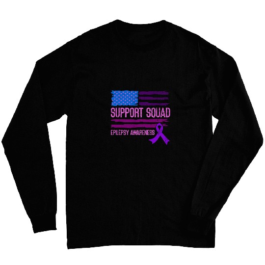 Support Squad Purple ribbon for epilepsy awareness month Long Sleeves