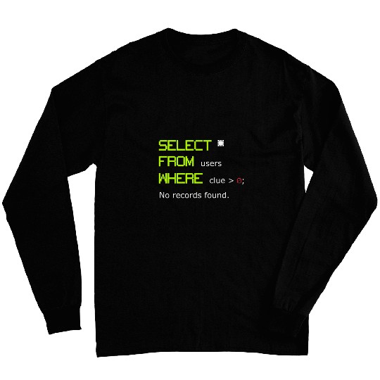 Query SQL Database Programmer medicals Coder Healthcare Long Sleeves