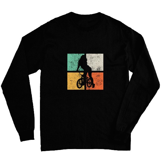 BMX Girl Bike Riding Cyclist Gift Biker Retro Long Sleeves