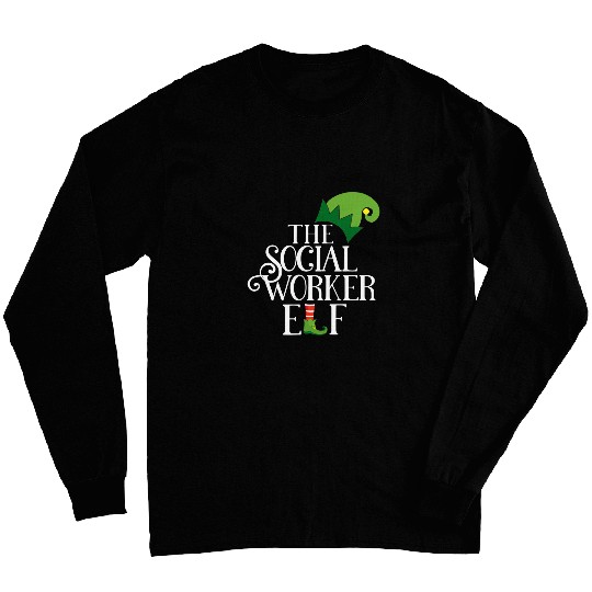Social Worker Elf Matching Family Group Christmas Party Long Sleeves