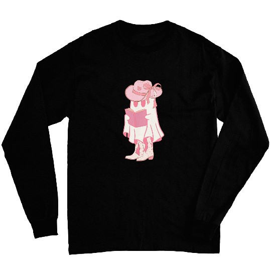 Coquette Bow ghosts PinkReads a Book Halloween Spooky Season Long Sleeves
