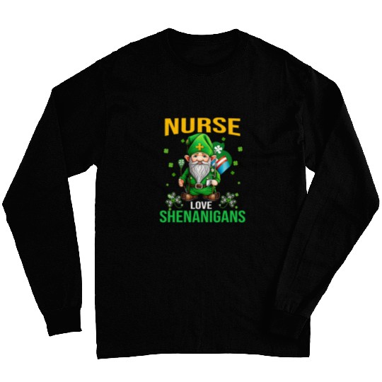 nursess love shenanigans gnome stethoscope st patricks day Long Sleeves