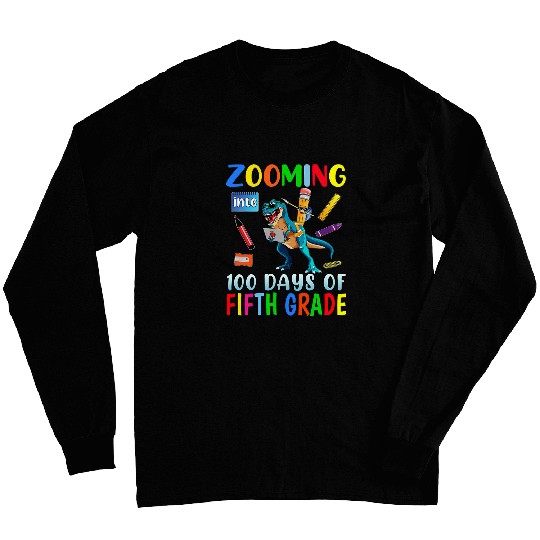 Zooming Into 100 Days Of Fifth Grade Virtual School Boys Kid Long Sleeves
