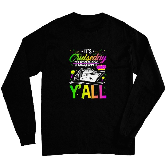Mardi Gras Cruiseday Yall celebrations parade party Boat 2 Long Sleeves